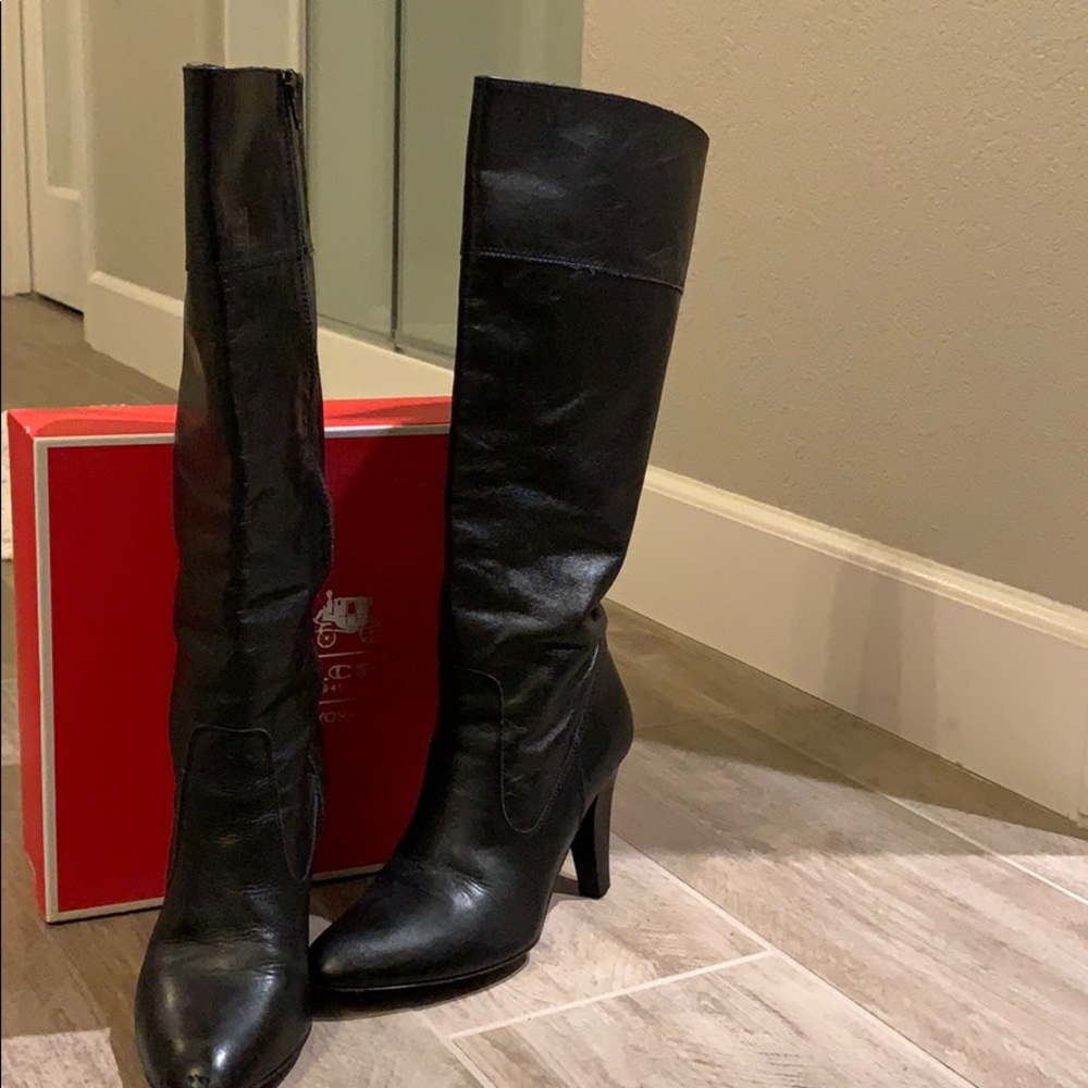 Leather coach boots